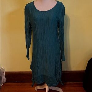 Grizas teal silk-linen blend dress, size S